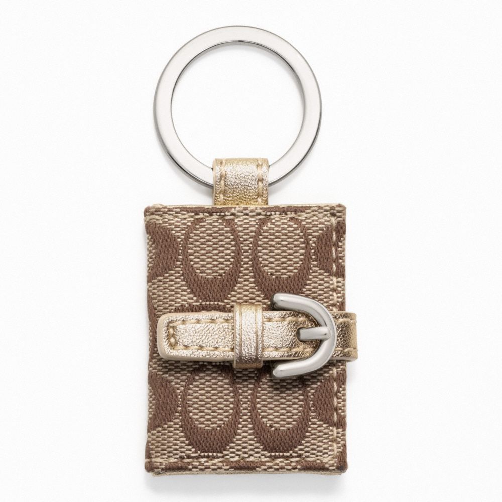 SIGNATURE PICTURE FRAME KEY RING - SILVER/KHAKI/METALLIC - COACH F61848