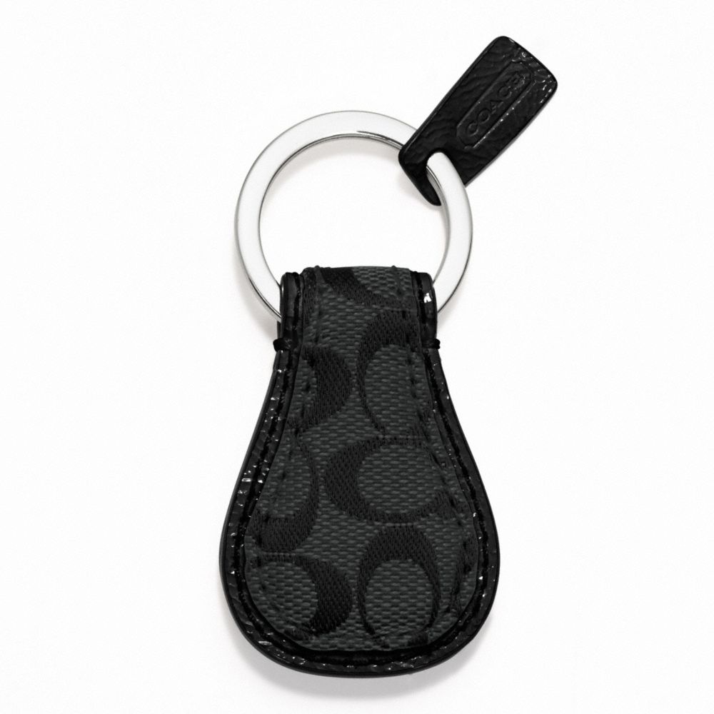 COACH F61862 SIGNATURE TEAR DROP KEY RING SILVER/BLACK-GREY/BLACK