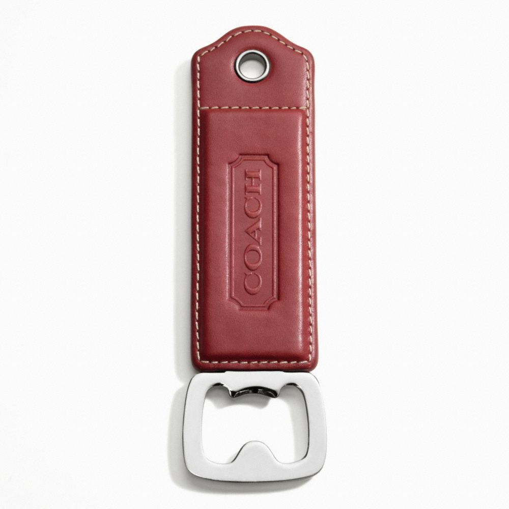 LEXINGTON LEATHER BOTTLE OPENER - f61885 - SILVER/RED