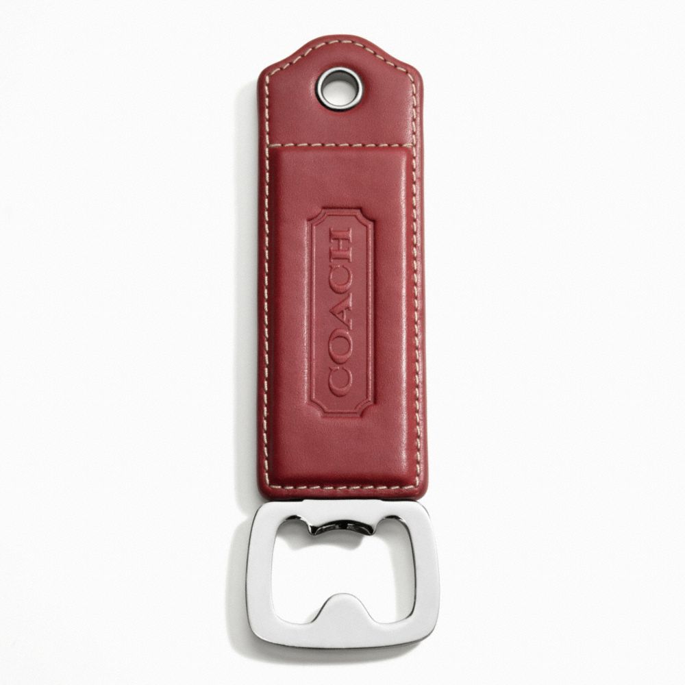 COACH F61885 LEXINGTON LEATHER BOTTLE OPENER SILVER/RED