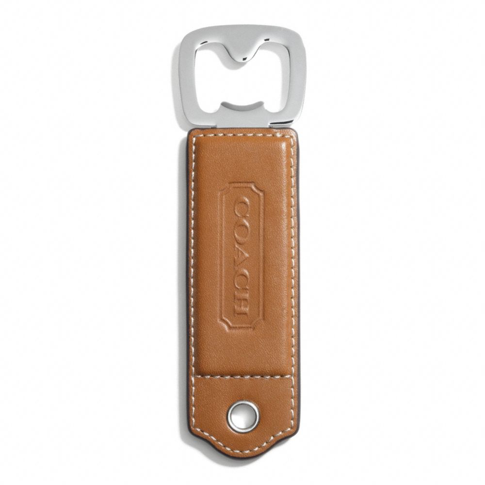 LEXINGTON LEATHER BOTTLE OPENER - f61885 - SILVER/SADDLE