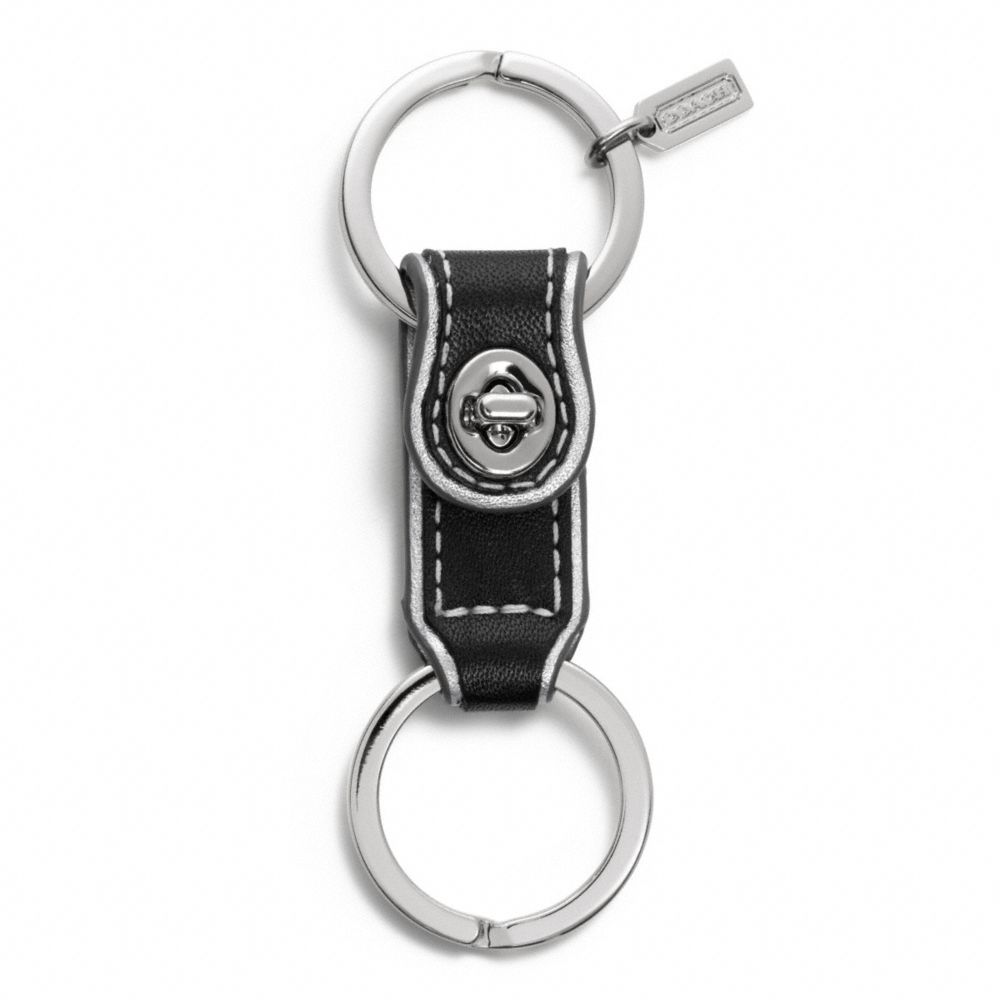 COACH f61893 LEATHER VALET KEY RING SILVER/BLACK