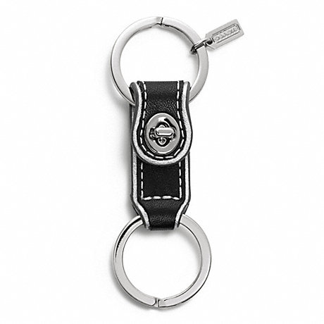 COACH F61893 LEATHER VALET KEY RING SILVER/BLACK
