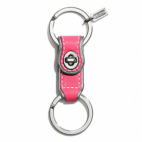 COACH F61893 LEATHER VALET KEY RING SILVER/PINK
