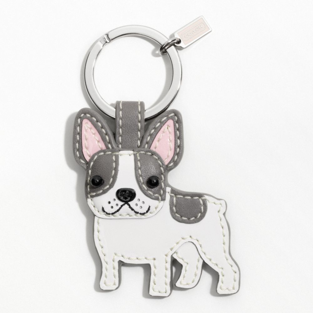 COACH LEATHER FRENCH BULLDOG KEY RING - ONE COLOR - F61909