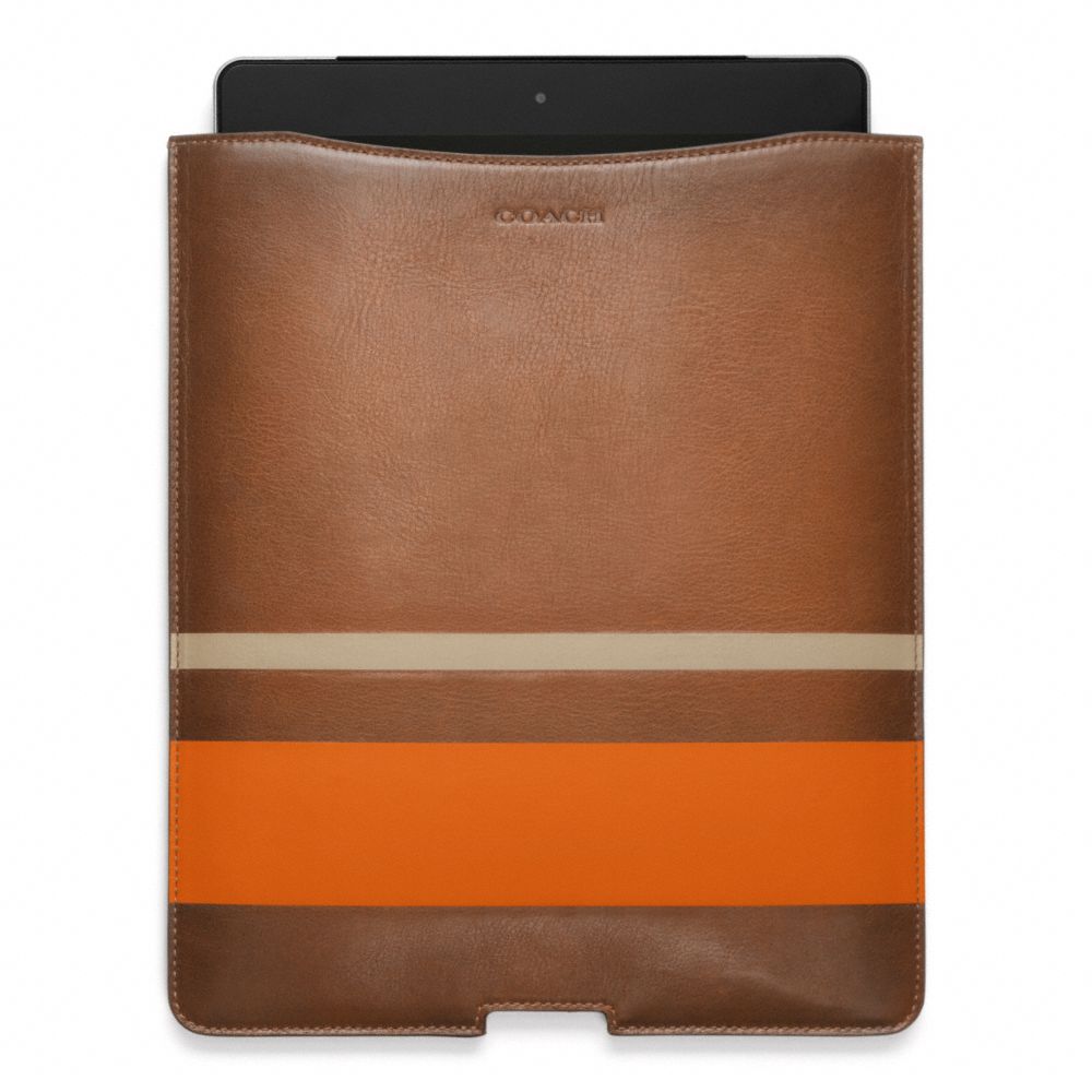 COACH BLEECKER DEBOSSED PAINTED STRIPE IPAD SLEEVE - FAWN/BONFIRE - F61923