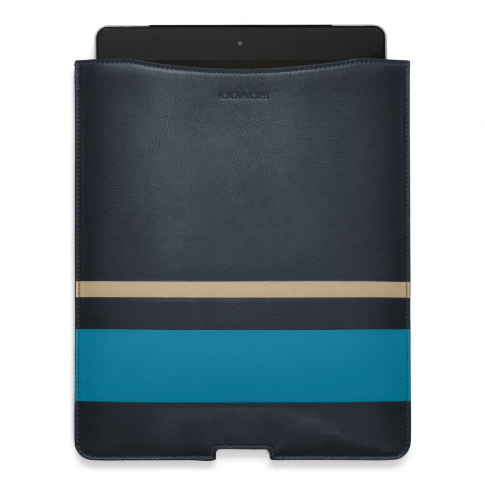 COACH F61923 Bleecker Debossed Painted Stripe Ipad Sleeve NAVY/OCEAN