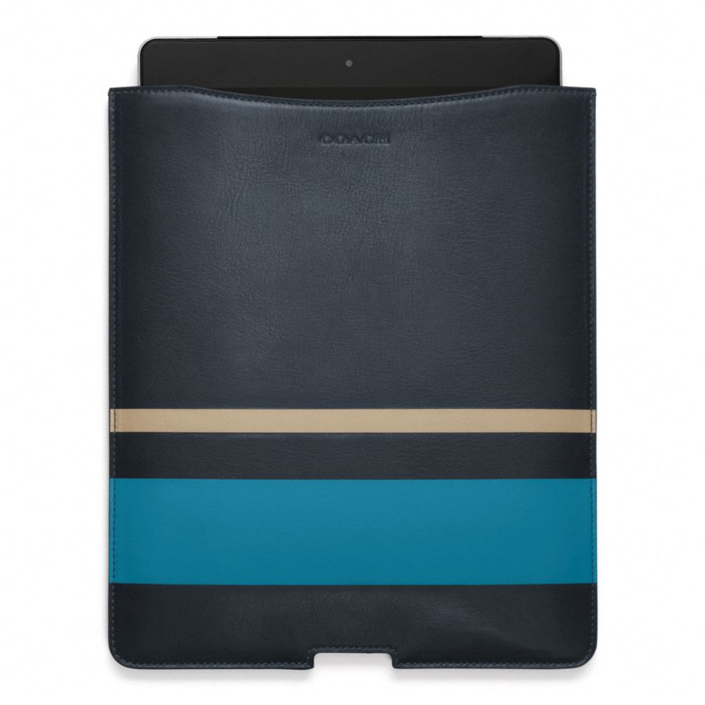 COACH BLEECKER DEBOSSED PAINTED STRIPE IPAD SLEEVE - NAVY/OCEAN - f61923