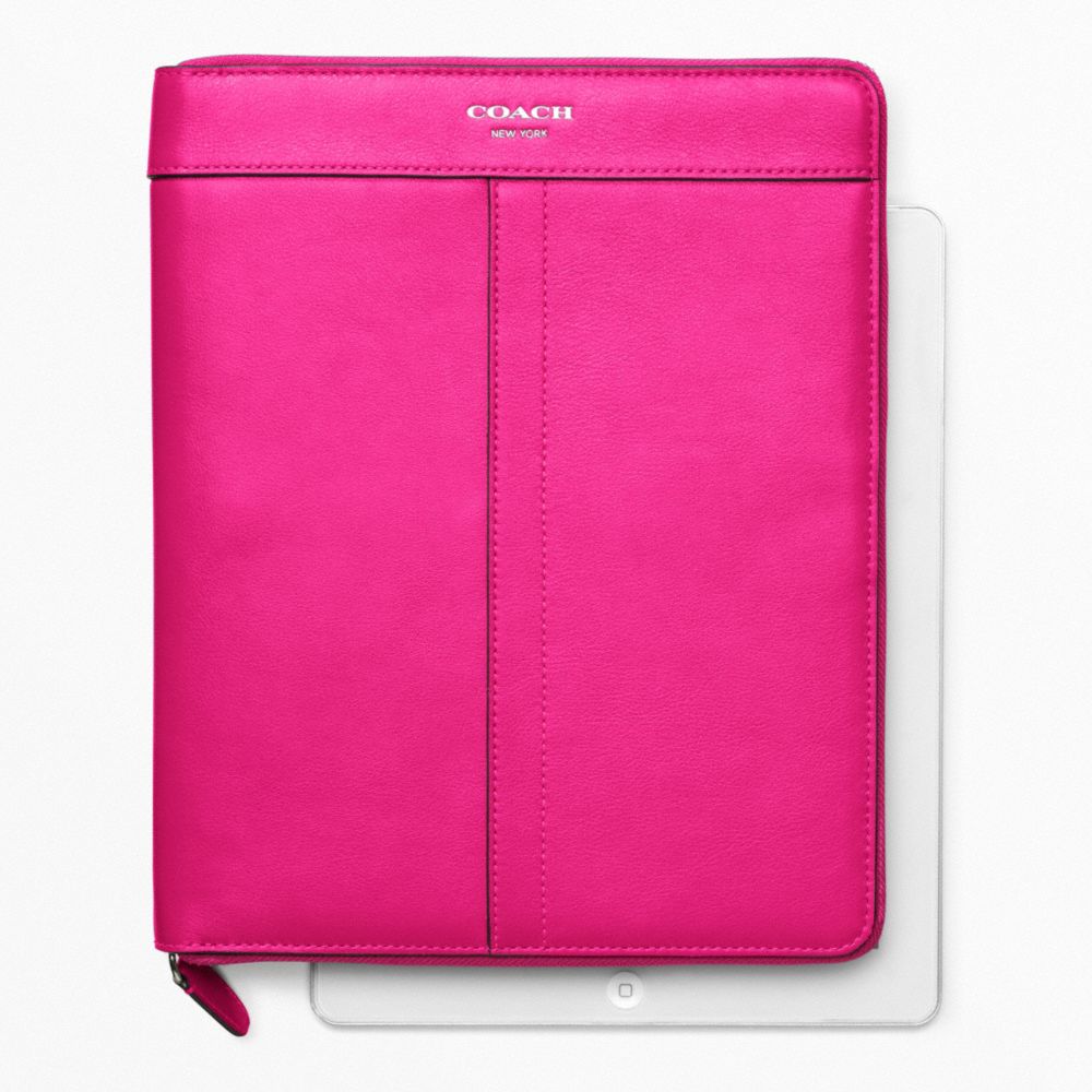 LEATHER ZIP AROUND IPAD CASE - SILVER/FUCHSIA - COACH F61953