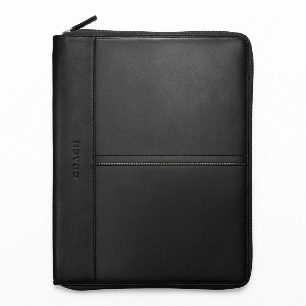 LEXINGTON LEATHER  ZIP AROUND PORTFOLIO - SILVER/BLACK - COACH F62000