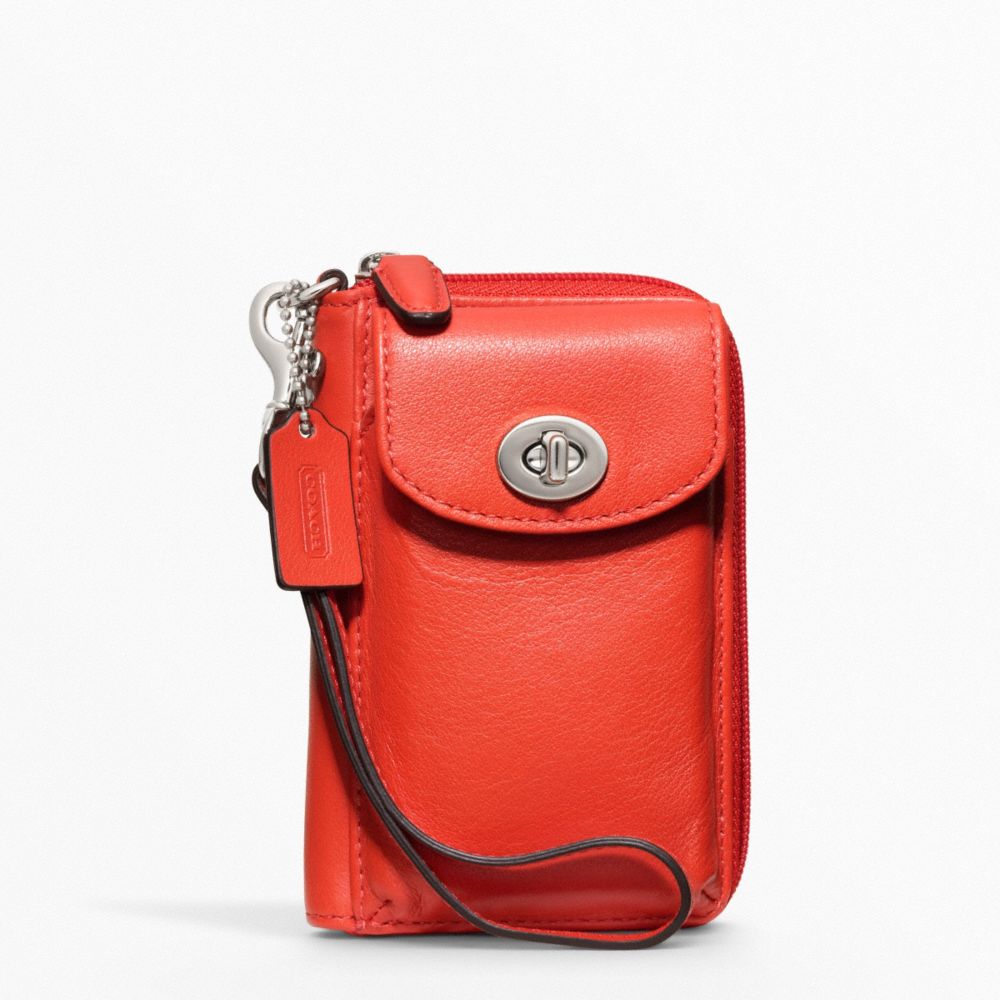 COACH F62082 LEATHER ID PHONE CASE SILVER/CARNELIAN