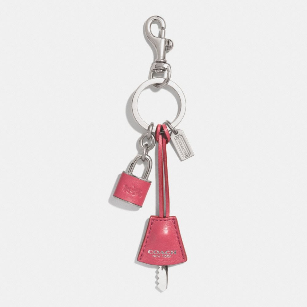 COACH f62141 LEATHER KEY COVER KEY RING  LOGANBERRY