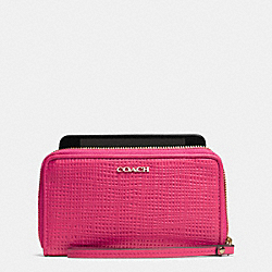 COACH MADISON EMBOSSED LEATHER EAST/WEST UNIVERSAL CASE - LIGHT GOLD/PINK RUBY - F62171