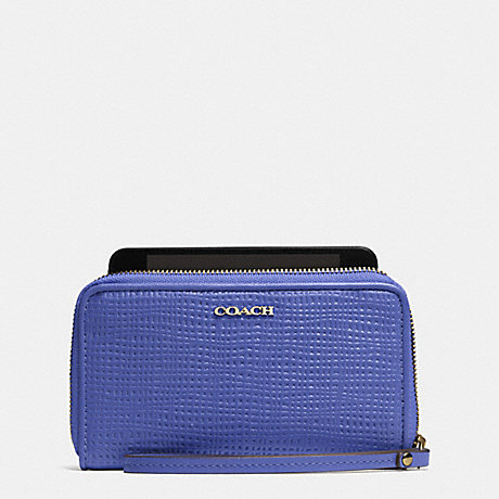 COACH F62171 MADISON EAST/WEST UNIVERSAL CASE IN EMBOSSED LEATHER -LIGHT-GOLD/PORCELAIN-BLUE
