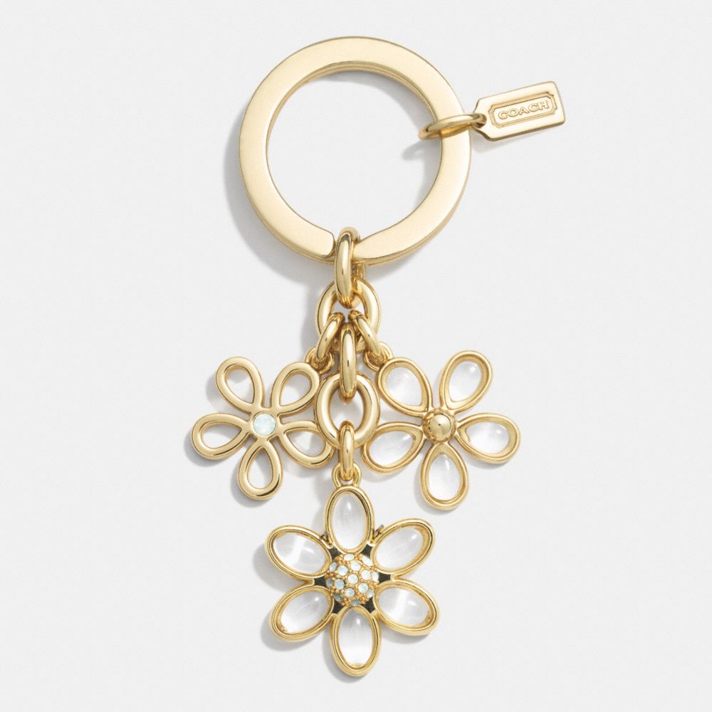 COACH F62226 - FLOWER CHARM MULTI MIX KEY CHAIN - GOLD/CLEAR | COACH ...