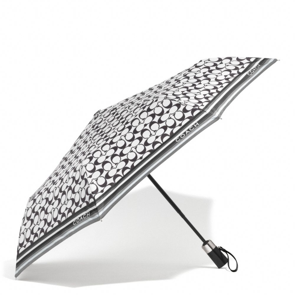 COACH SIGNATURE UMBRELLA - SILVER/BLACK GREY/BLACK - f62339