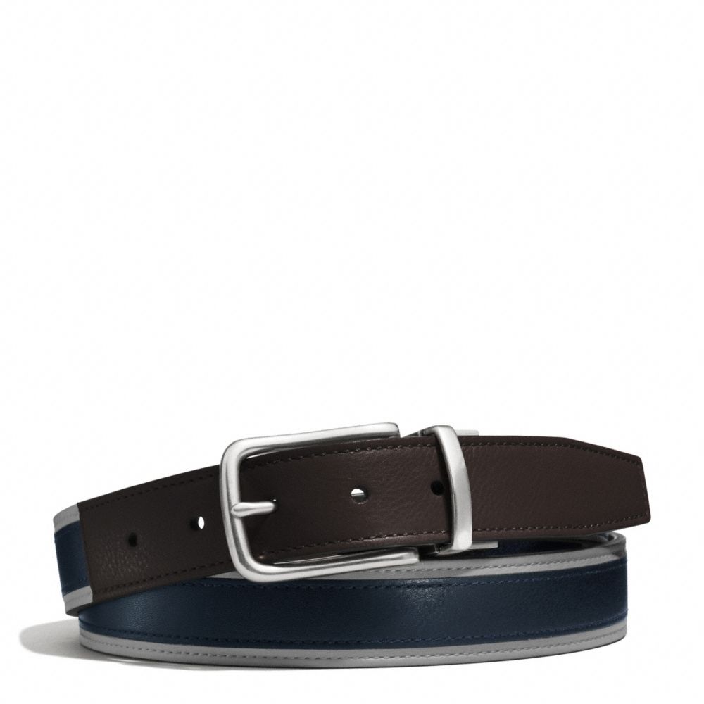 COACH f62354 HERITAGE LEATHER SPORT CUT TO SIZE REVERSIBLE BELT SLATE/BLACK