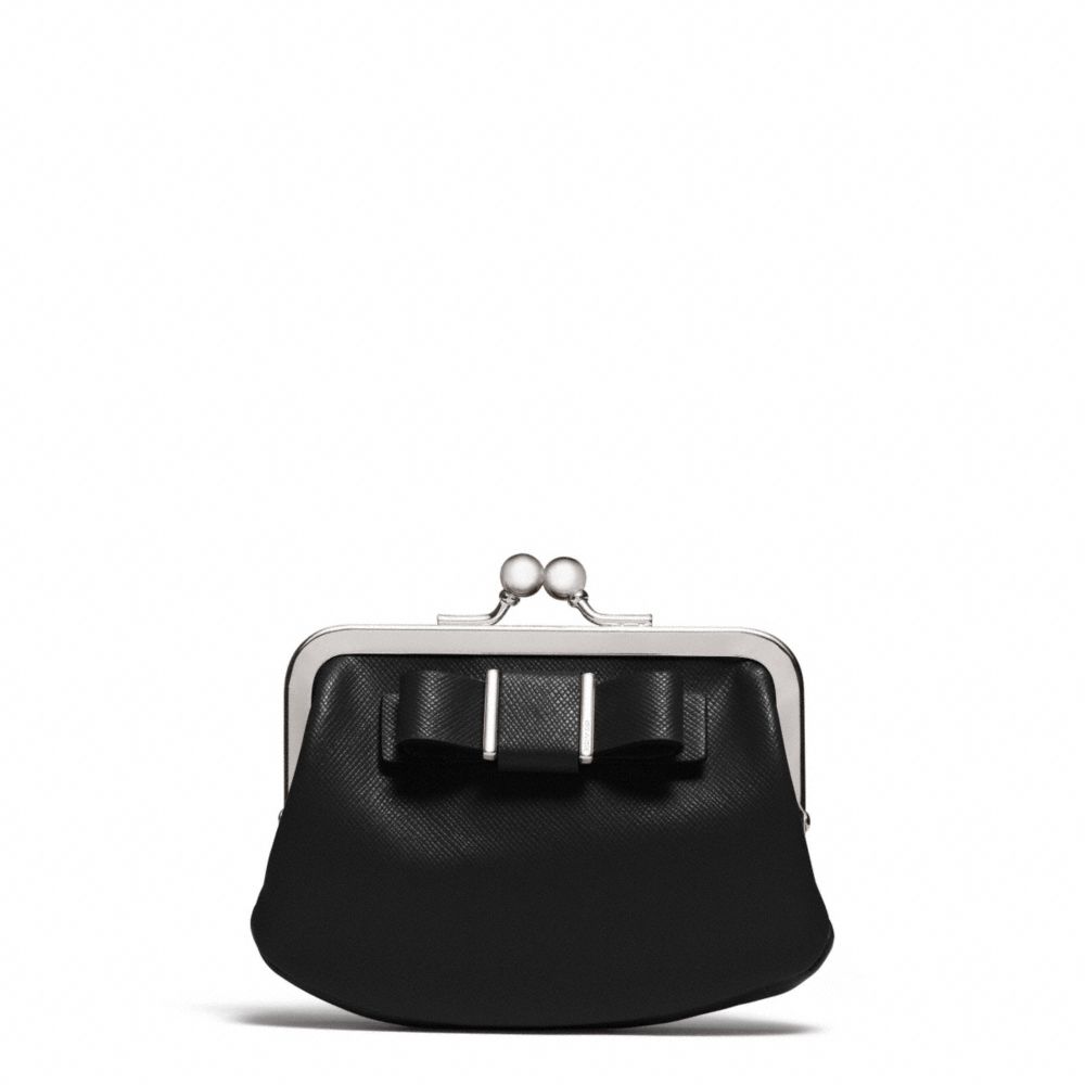 COACH F62372 Darcy Bow Framed Coin Purse SILVER/BLACK