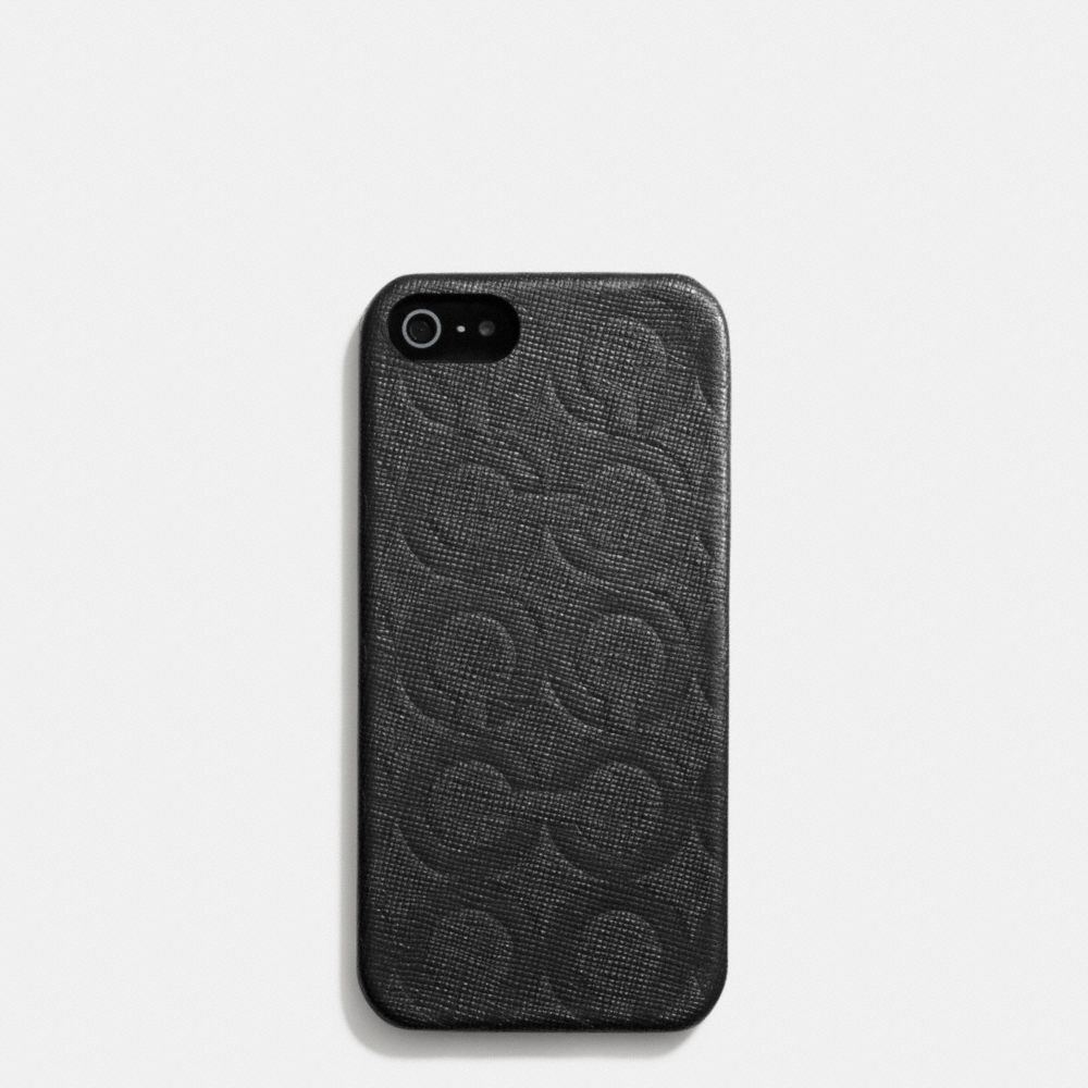IPHONE CASE IN OP ART EMBOSSED LEATHER - BLACK - COACH F62379