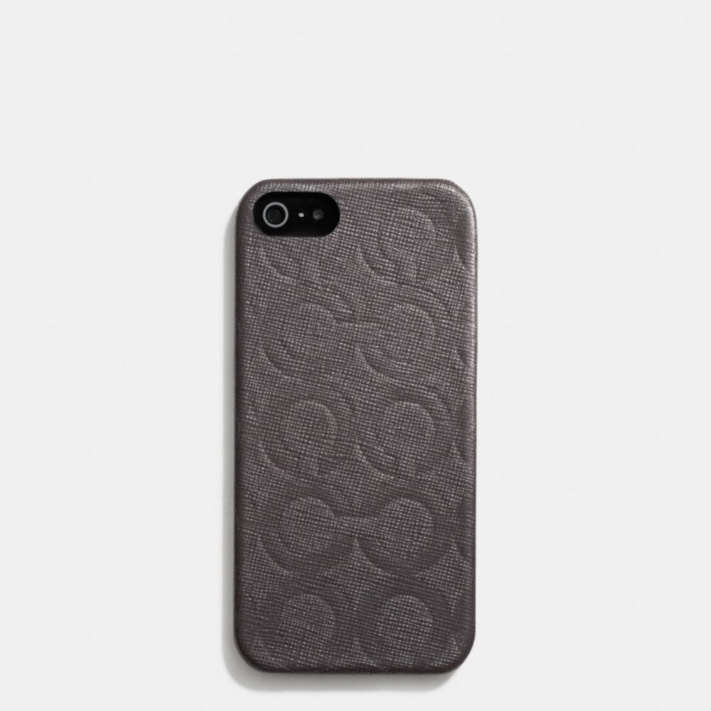 IPHONE CASE IN OP ART EMBOSSED LEATHER - MAHOGANY - COACH F62379