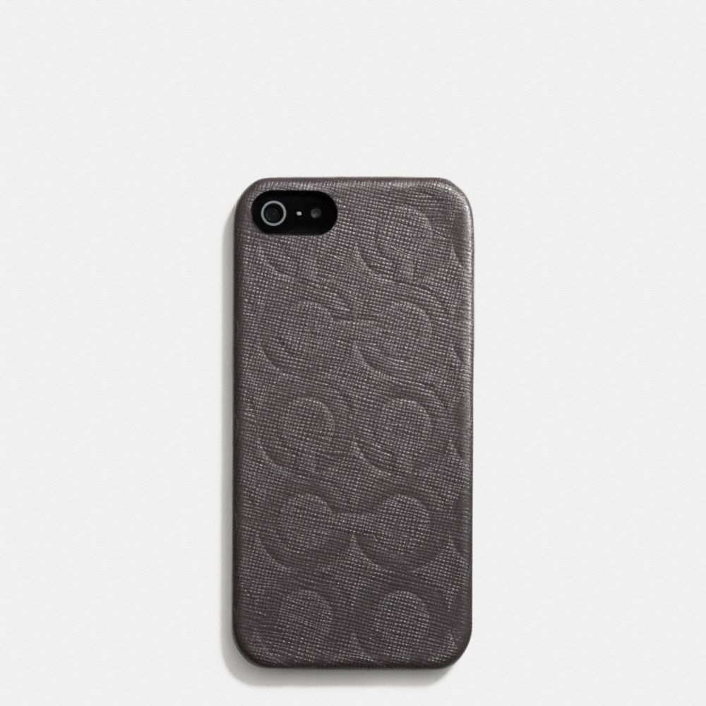 COACH F62379 Iphone Case In Op Art Embossed Leather  MAHOGANY