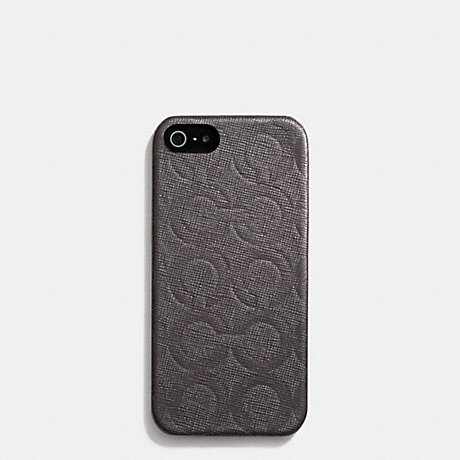 COACH IPHONE CASE IN OP ART EMBOSSED LEATHER -  MAHOGANY - f62379