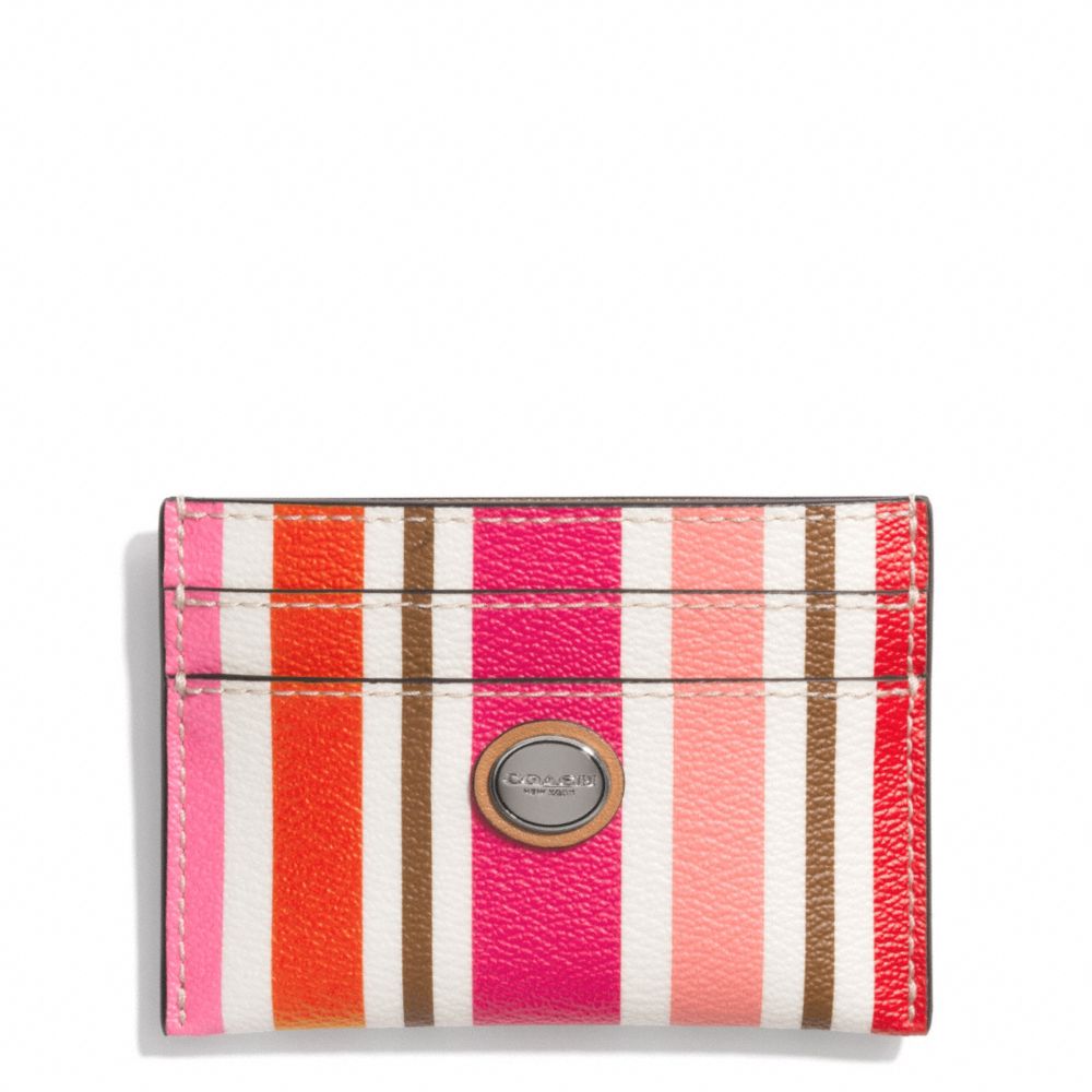 PEYTON MULTI STRIPE CARD CASE - f62388 - SILVER/PINK MULTICOLOR