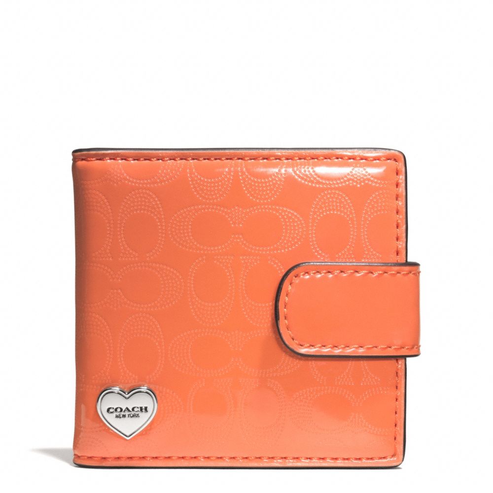 COACH F62404 Perforated Embossed Liquid Gloss Folding Mirror SILVER/ORANGE