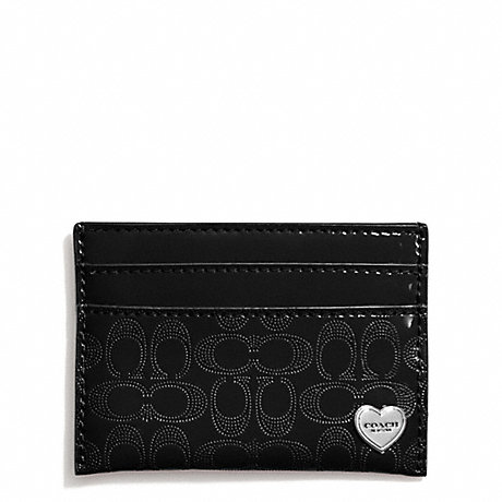 COACH F62405 PERFORATED EMBOSSED LIQUID GLOSS CARD CASE SILVER/BLACK