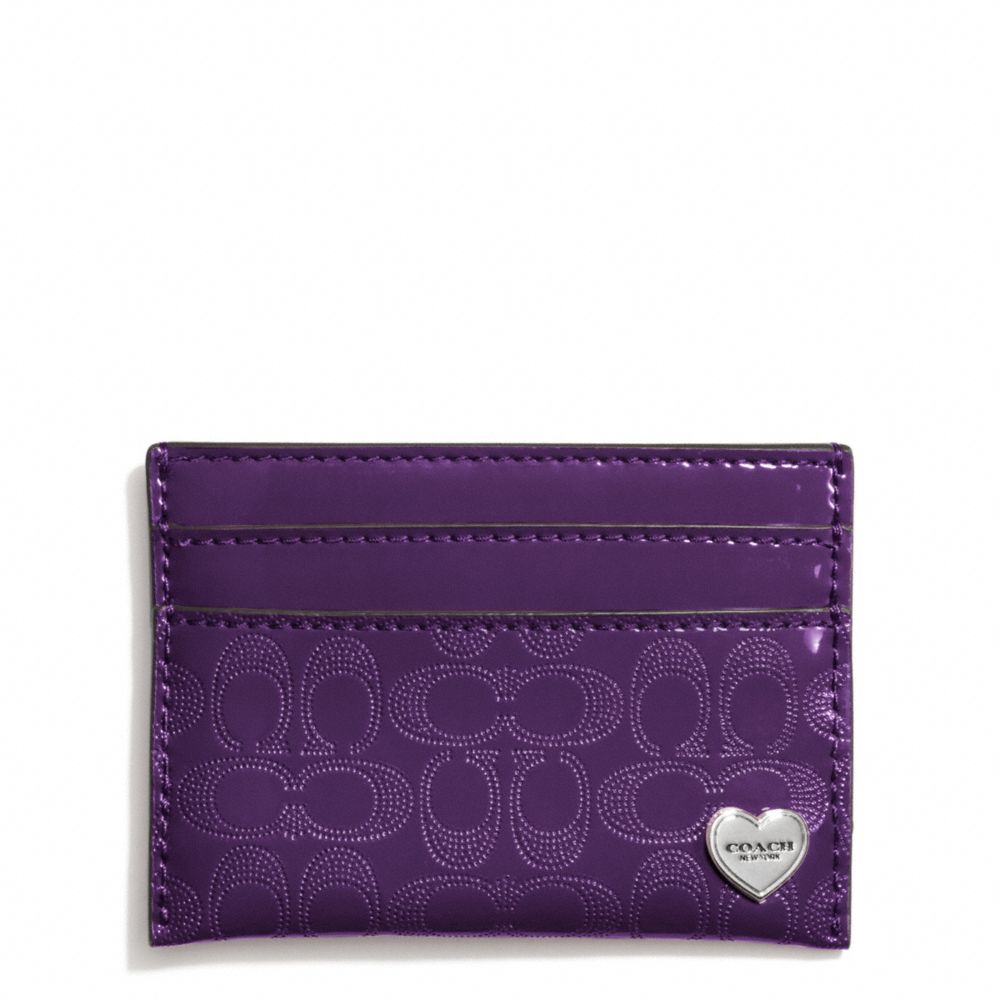 PERFORATED EMBOSSED LIQUID GLOSS CARD CASE - SILVER/VIOLET - COACH F62405