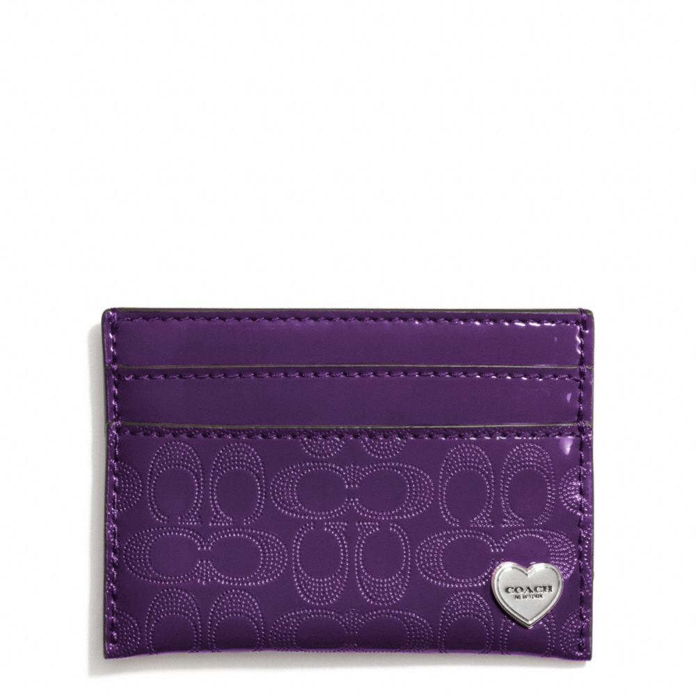 COACH PERFORATED EMBOSSED LIQUID GLOSS CARD CASE - SILVER/VIOLET - f62405