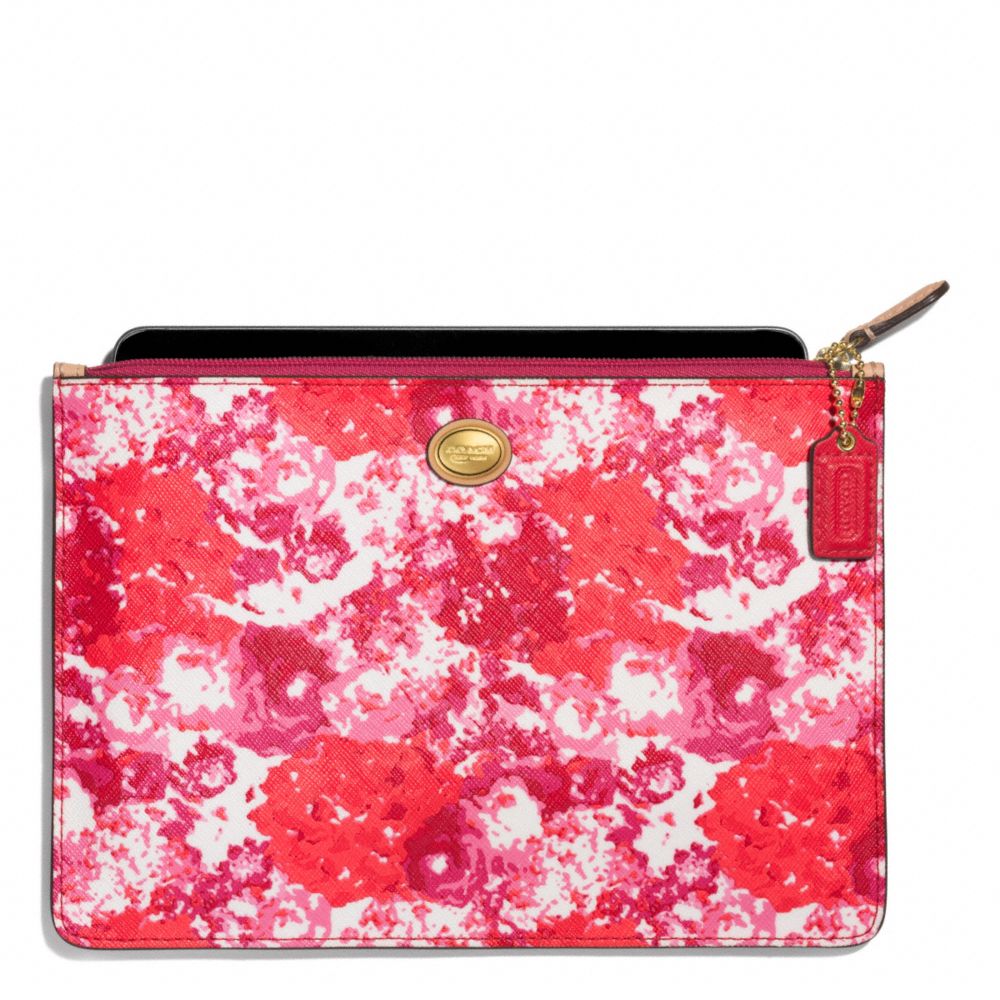 PEYTON FLORAL PRINT MEDIUM TECH POUCH - BRASS/PINK MULTICOLOR - COACH F62421