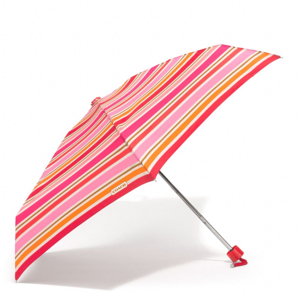 COACH F62449 Peyton Multi Stripe Mini Umbrella SILVER/PINK MULTICOLOR