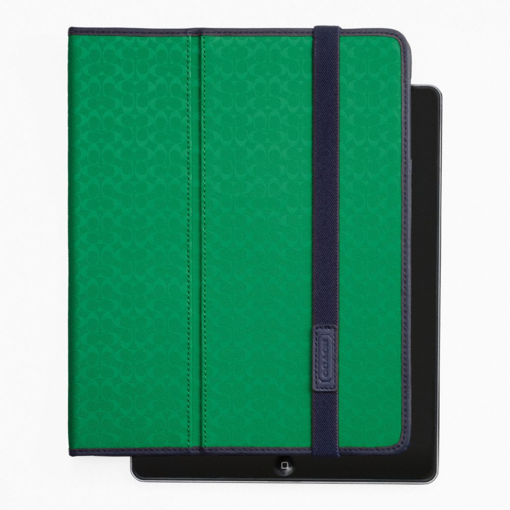 COACH HERITAGE SIGNATURE IPAD CASE - GREEN - f62479