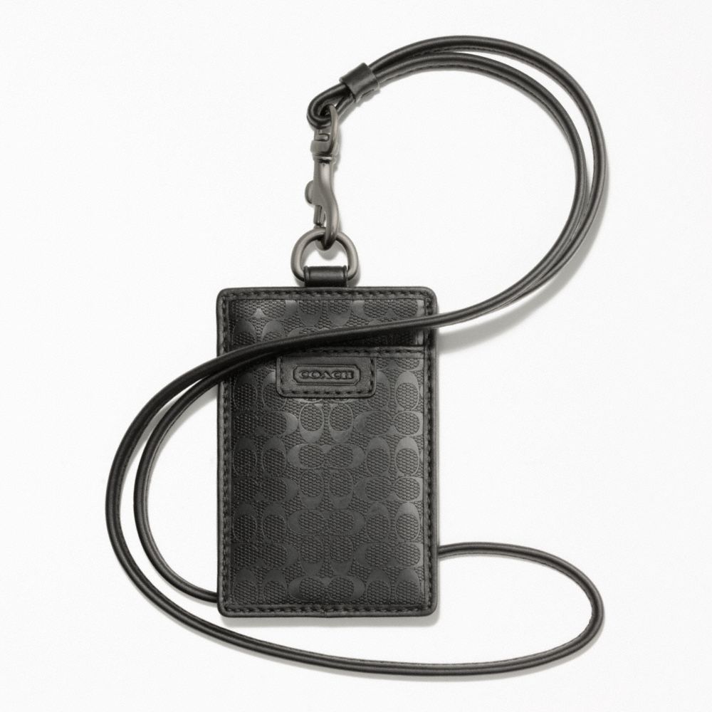 COACH f62481 HERITAGE SIGNATURE EMBOSSED PVC LANYARD 