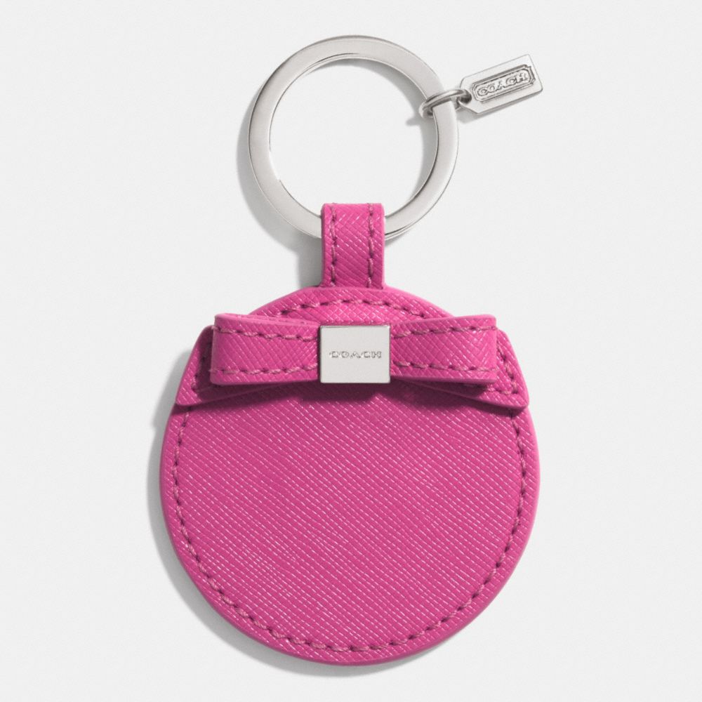 COACH f62504 BOW MIRROR KEY RING SILVER/MAGENTA