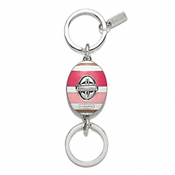 HADLEY STRIPED VALET KEY RING - SILVER/PINK MULTICOLOR - COACH F62506