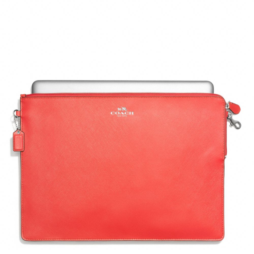 DARCY LEATHER METRO TECH POUCH - f62520 - SILVER/VERMILLION