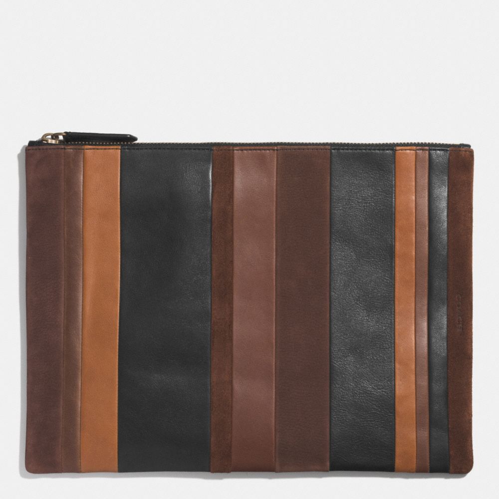 BLEECKER PORTFOLIO IN MIXED BAR STRIPE LEATHER - f62530 -  FAWN/MULTICOLOR