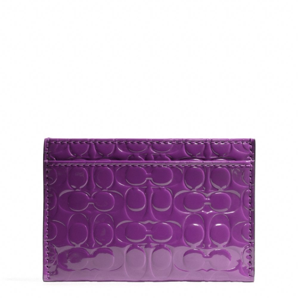 COACH f62544 EMBOSSED LIQUID GLOSS CARD CASE BRASS/IRIS