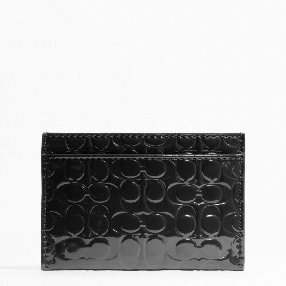 EMBOSSED LIQUID GLOSS CARD CASE - SILVER/BLACK - COACH F62544