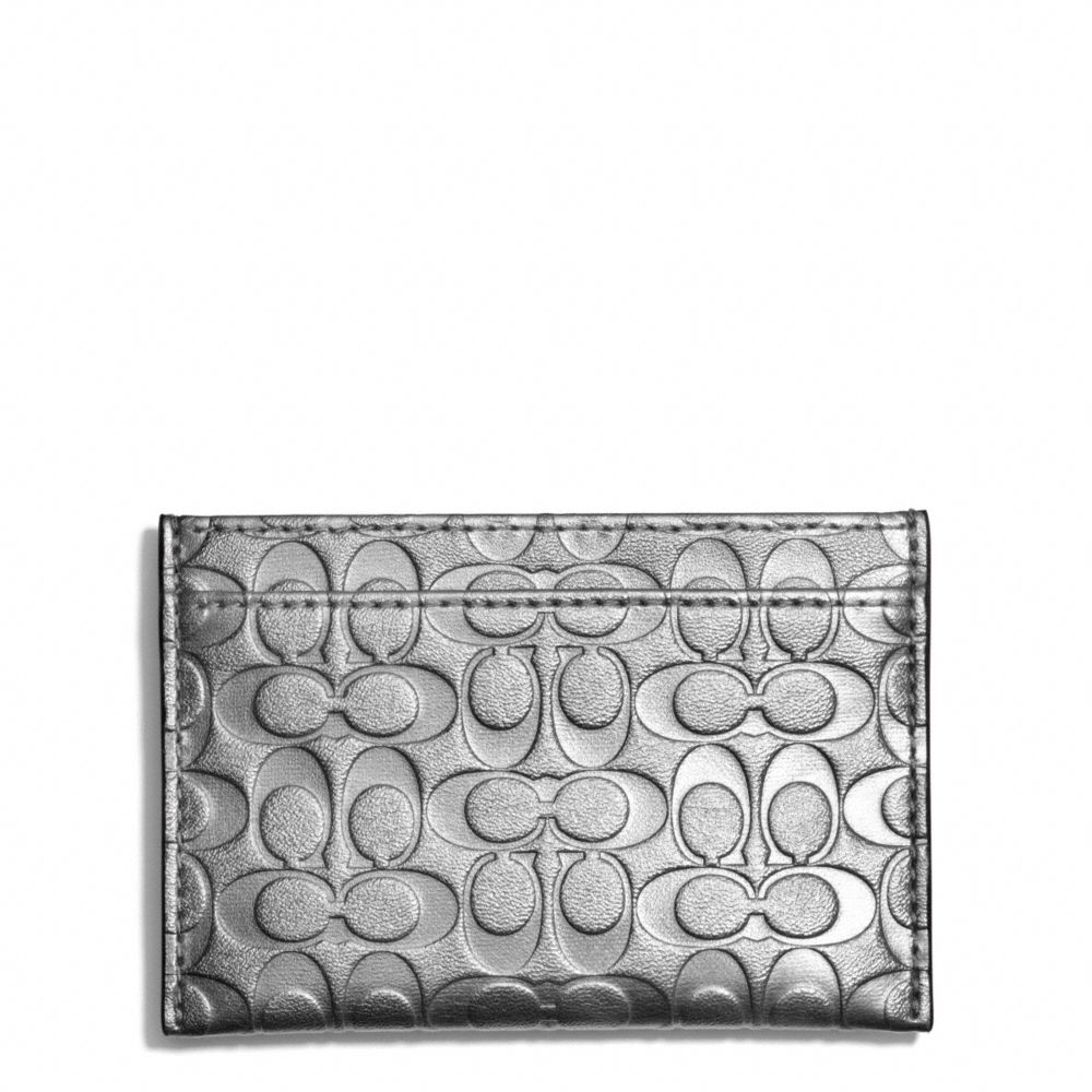 COACH F62544 EMBOSSED LIQUID GLOSS CARD CASE SILVER/SILVER