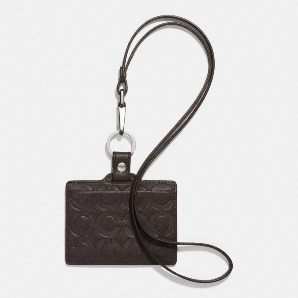 COACH ID LANYARD IN OP ART EMBOSSED LEATHER - MAHOGANY - F62551