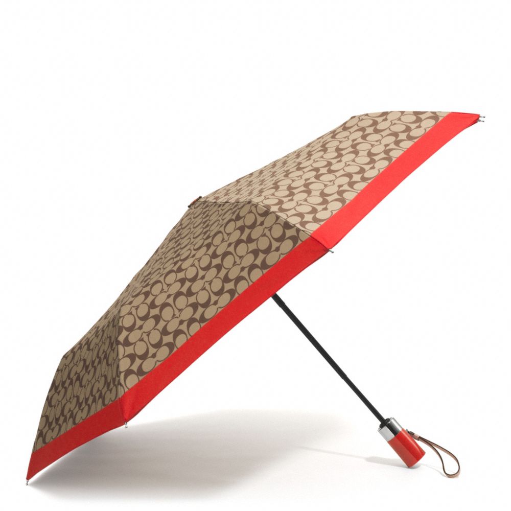 COACH F62553 Park Signature Umbrella SILVER/KHAKI/VERMILLION