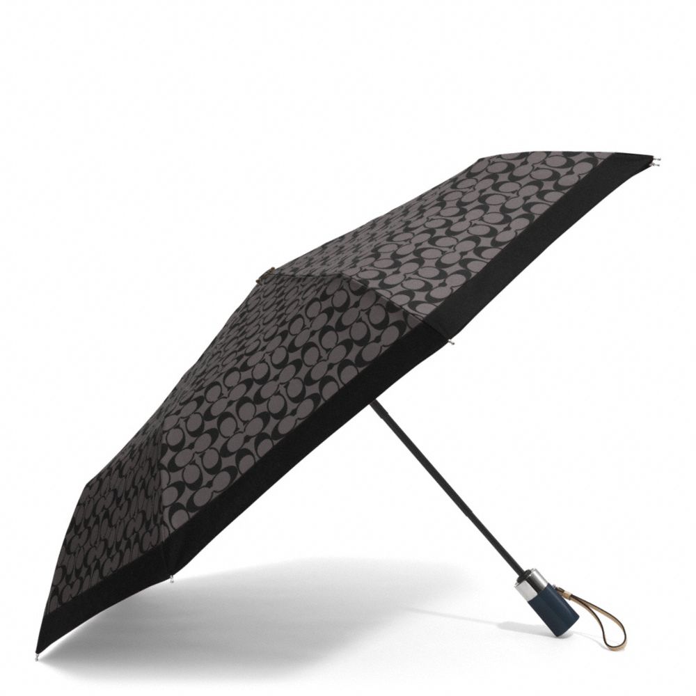 COACH F62553 Park Signature Umbrella SILVER/BLACK GREY/BLACK