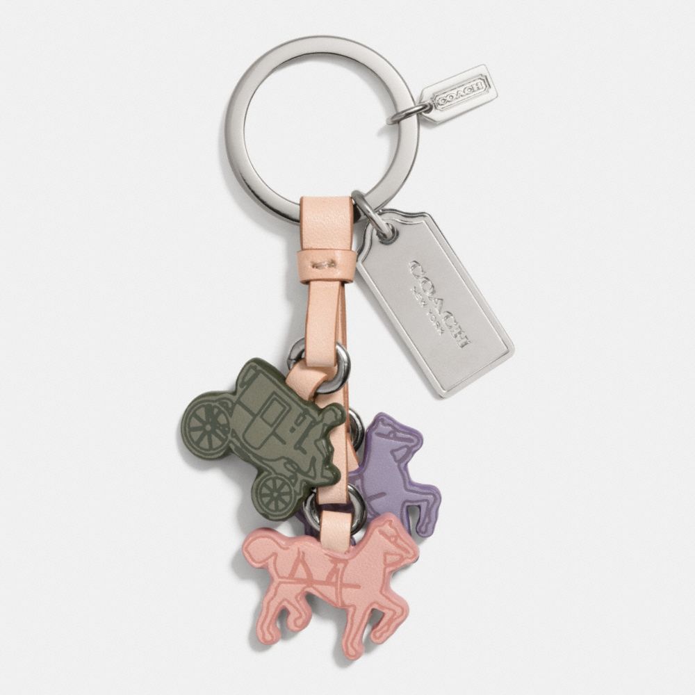 LEATHER HORSE AND CARRIAGE KEY RING - f62569 - MULTICOLOR