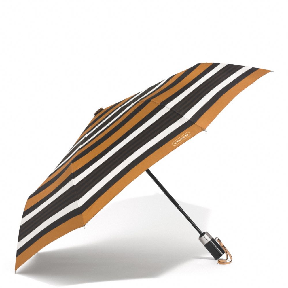 COACH F62572 Peyton Multi Stripe Umbrella SILVER/BLACK MULTI