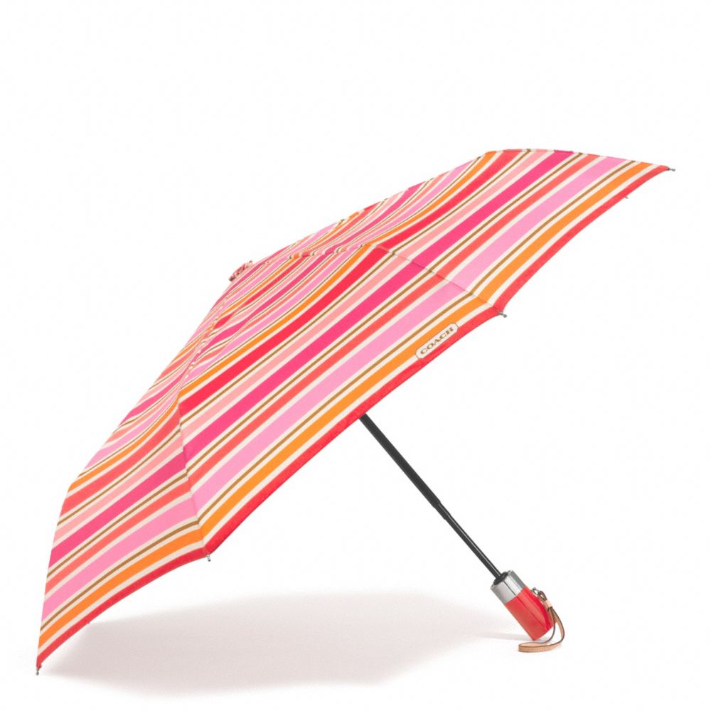 COACH F62572 Peyton Multi Stripe Umbrella SILVER/PINK MULTICOLOR