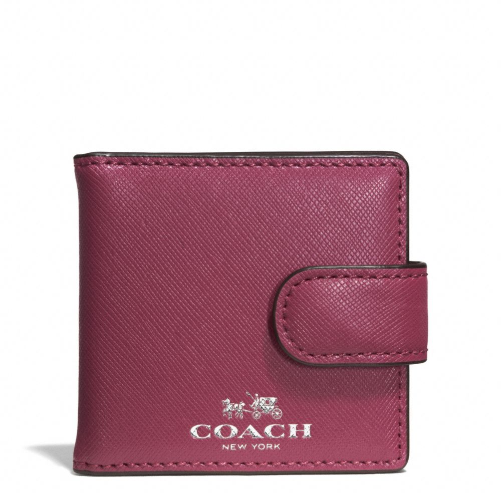 COACH DARCY LEATHER FOLDING MIRROR - SILVER/MERLOT - f62592