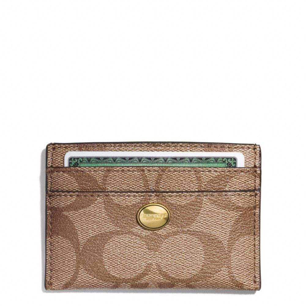 PEYTON SIGNATURE CARD CASE - BRASS/KHAKI/MAHOGANY - COACH F62633